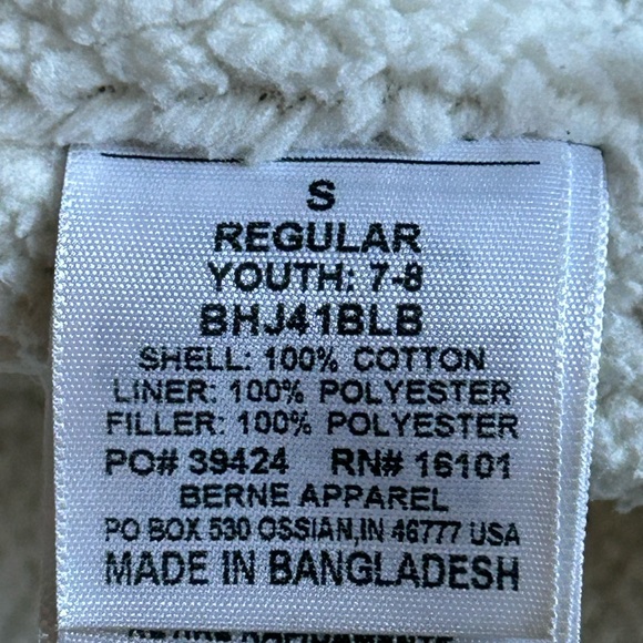 Berne Sherpa-Lined Canvas Softstone Hooded Coat Jacket Sz S (Youth 7-8) - Picture 9 of 9